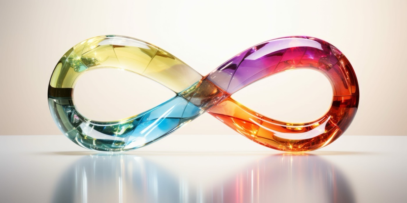Regenbogenfarbenes Unendlichzeichen – Symbol der Neurodiversität